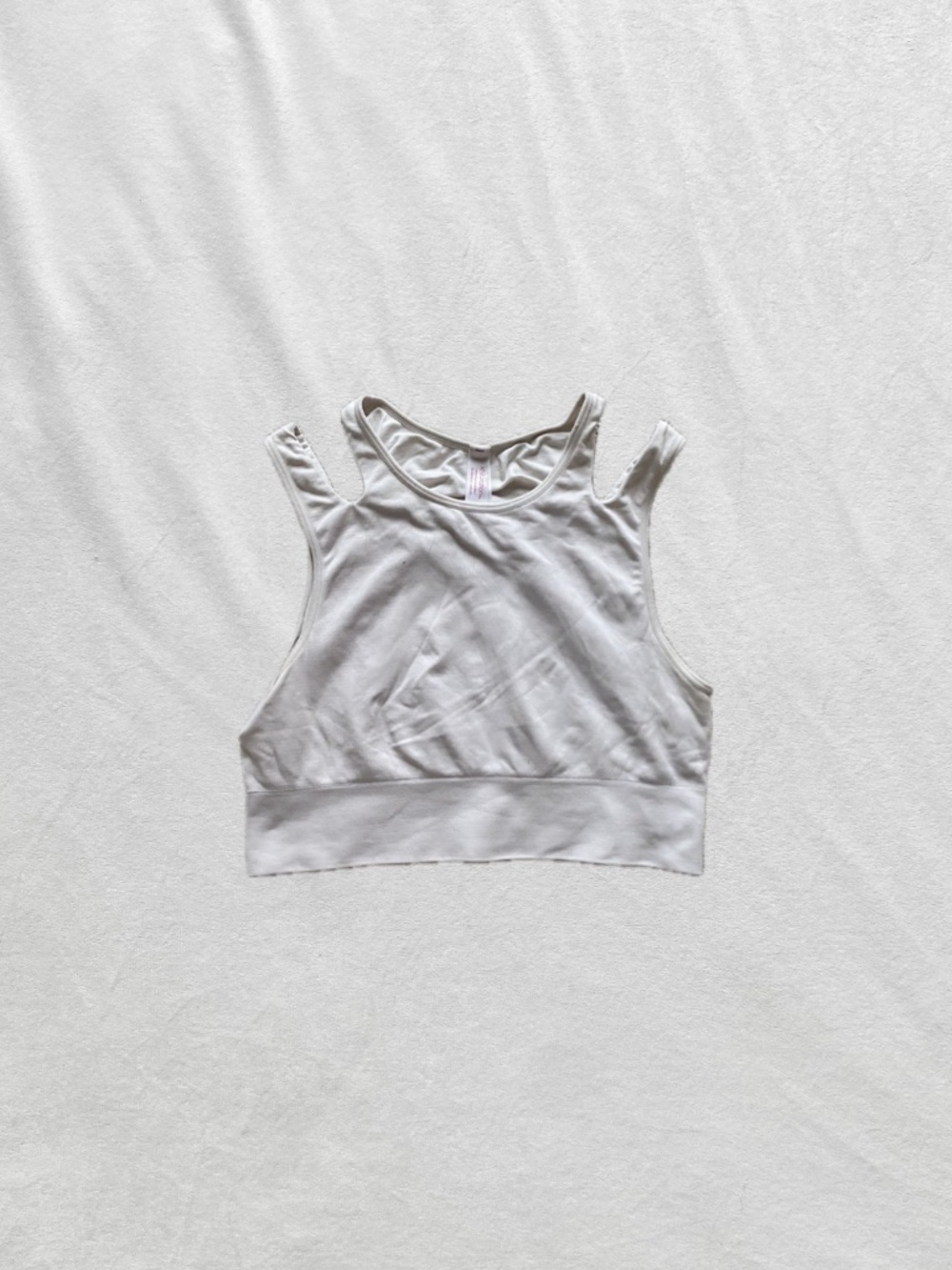 white bralette crop top with cutouts